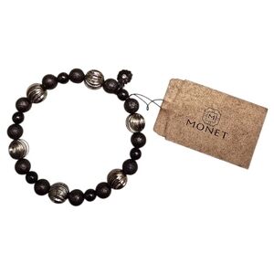 Monet Brown and Gold Tone Beaded Bracelet. NWT